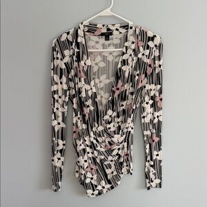 Ann Taylor Factory Black and White Floral Blouse